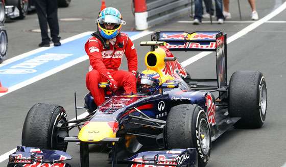 GP da Alemanha de 2011: o espanhol Fernando Alonso e o australiano Mark Webber